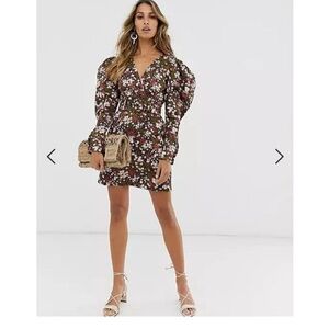 & Other Stories Multicolor Floral Puff Sleeve Dress